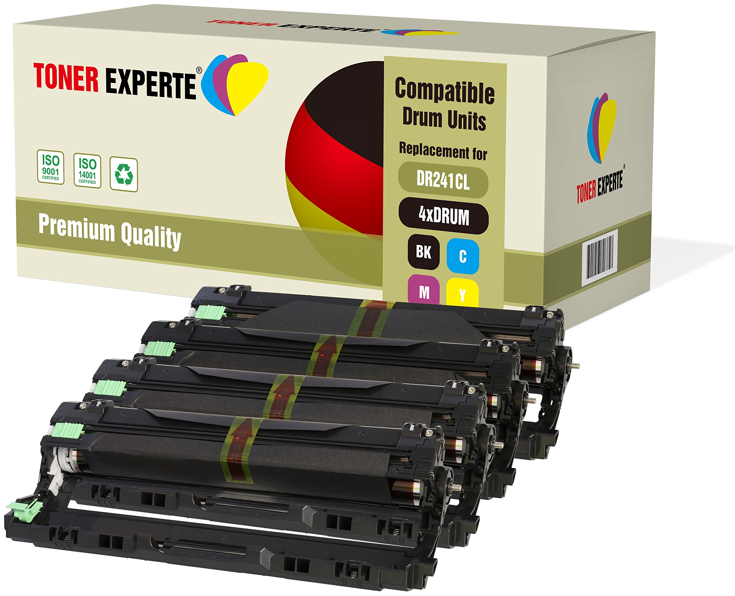TONER EXPERTE Set of 4 Compatible DR241CL (15,000 Pages) Drum Units for Brother DCP-9015CDW DCP-9020CDW MFC-9140CDN MFC-9330CDW MFC-9340CDW HL-3140CW HL-3142CW HL-3150CDW HL-3170CDW HL-3172CDW