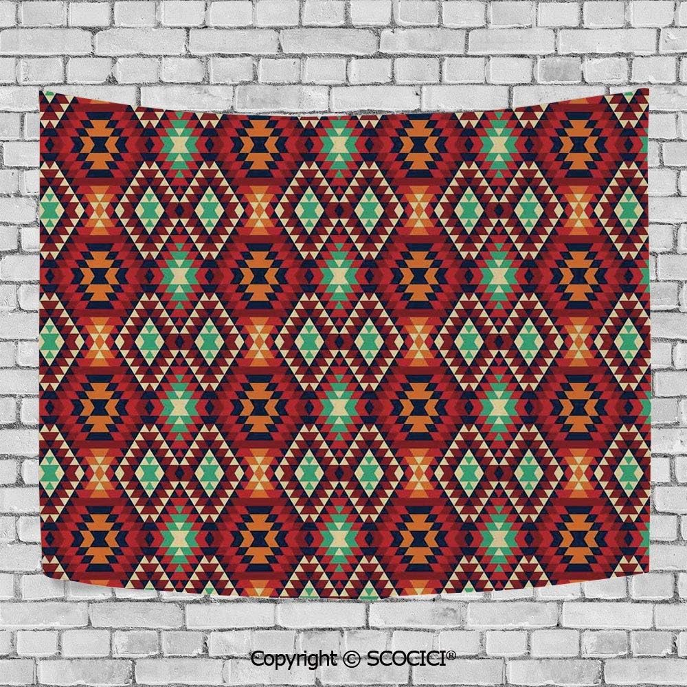 SCOCICI Wall Tapestry Hanging 3D Printing Tree Tapestry Wall TapestryLiving Room Bedroom,Native American,Geometric Triangle Tribal Motif and Zig Zag Folk Art Style Ethnic Print,Multi