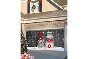 SINGINGIN Christmas Garage Door Banner Cover 7 x 8 ft, Christmas Santa Claus with Gifts Christmas Garage Door Decorations Holiday Christmas Backdrop Decor for Winter New Year Xmas Party