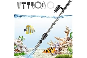 bedee Electric Aquarium Gravel Cleaner, 6 in 1 Multifunctional 18W Fish Tank Gravel Cleaner Vacuum for Water Changer Wash Sand Water Filter Circulation Aquarium Vacuum Cleaner (Black)