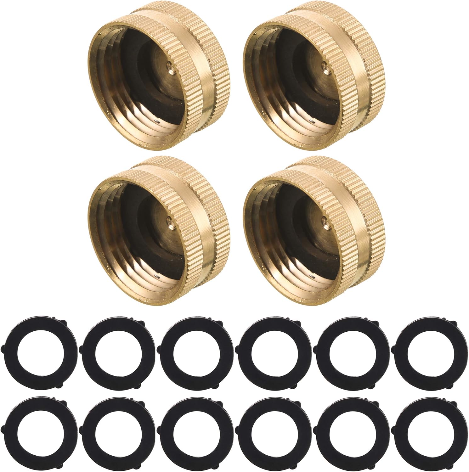 M MINGLE Garden Hose Female End Cap, Brass Spigot Cap, 3/4’’, 4Pack