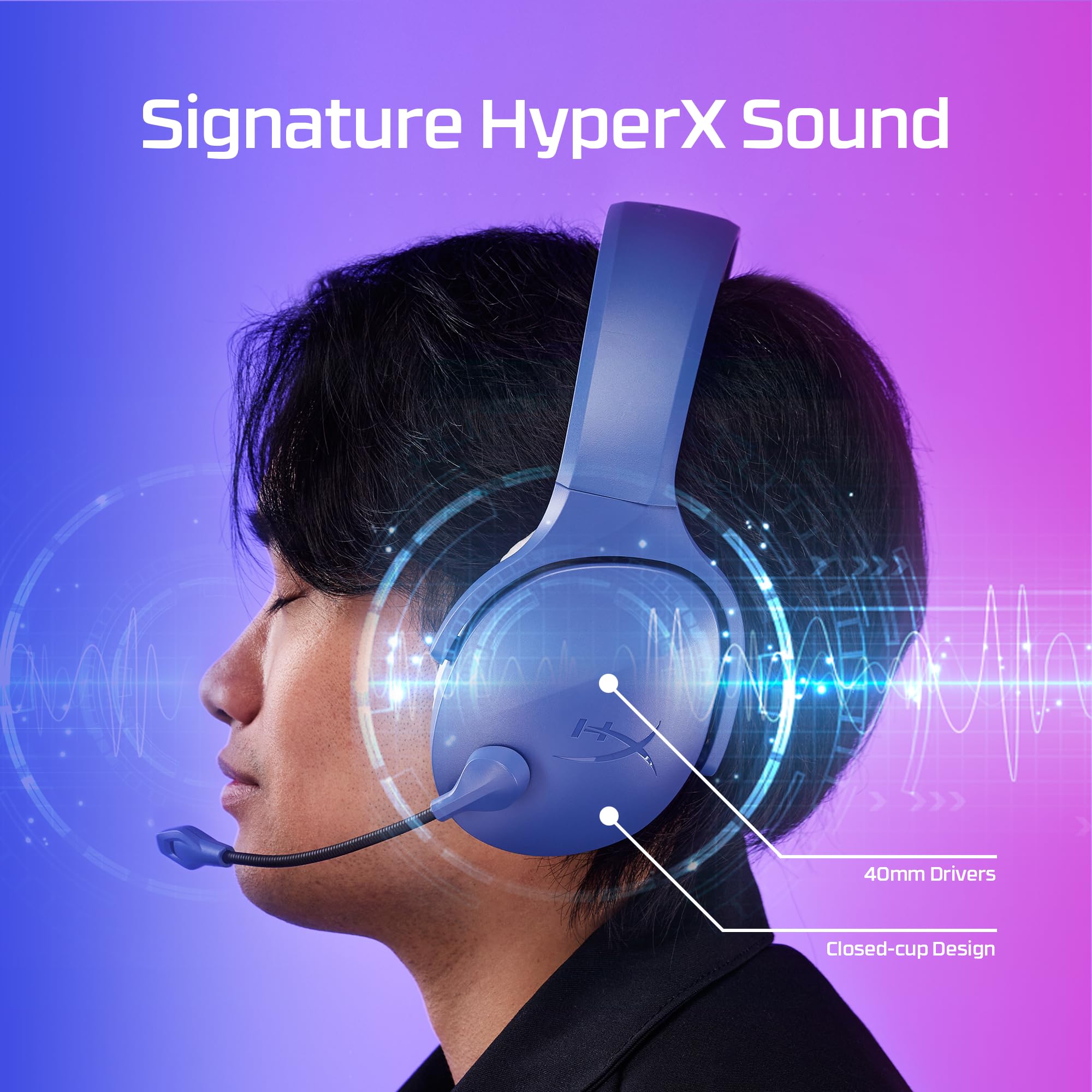 HyperX Cloud Jet – Dual Wireless Gaming Headset, 2.4GHz dongle, Bluetooth 5.3, PC, PS5, Mobile, USB-A – Black