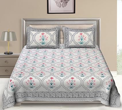 Magnetic Shadow Abstract Queen Size Elastic Fitted Bedsheets (Multicolour)