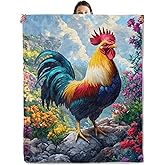 wyxdwh Majestic Rooster Blanket, Cozy Flannel Vibrant Rustic Chicken Throw Blanket for Couch Outdoor, Plush Soft Lightweight Travel Blankets for Bed Decor and Gifts, for Women Kids Adults 50"x60"