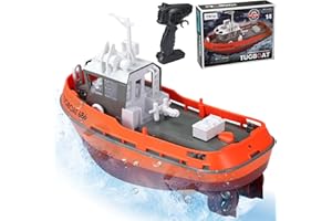 FRCar 686 Remote Control Boat 1/72 Scale Electric RC Tugboat Boat, Remote Control Boat Ship for Pool and Lake, RC Speed Boats Water Toys for Adults, Tugboat Model (Red)