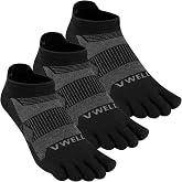 VWELL Merino Wool Toe Socks for Men Women Ankle Five Finger socks Athletic Running Moisture Wicking (3Pairs)