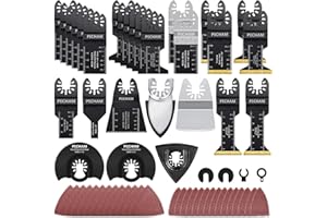PECHAM 128PCS Oscillating Tool Blade, Wood Metal Cutting and Sandpaper Oscillating Tool Accessories with Titanium Quick Tooth Japanese Tooth Multitool Blade Fit More Oscillating Tools