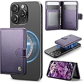 ZipFoldy for Magsafe Wallet, Magnetic Phone Wallet with RFID Blocking 6-Card Holder for Men Women Minimalist Slim PU Leather Kickstand for iPhone 17 Air 16 15 14 13 12 Pro Max Plus, Elegant Purple