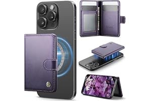 ZipFoldy for Magsafe Wallet, Magnetic Phone Wallet with RFID Blocking 6-Card Holder for Men Women Minimalist Slim PU Leather Kickstand for iPhone 17 Air 16 15 14 13 12 Pro Max Plus, Elegant Purple