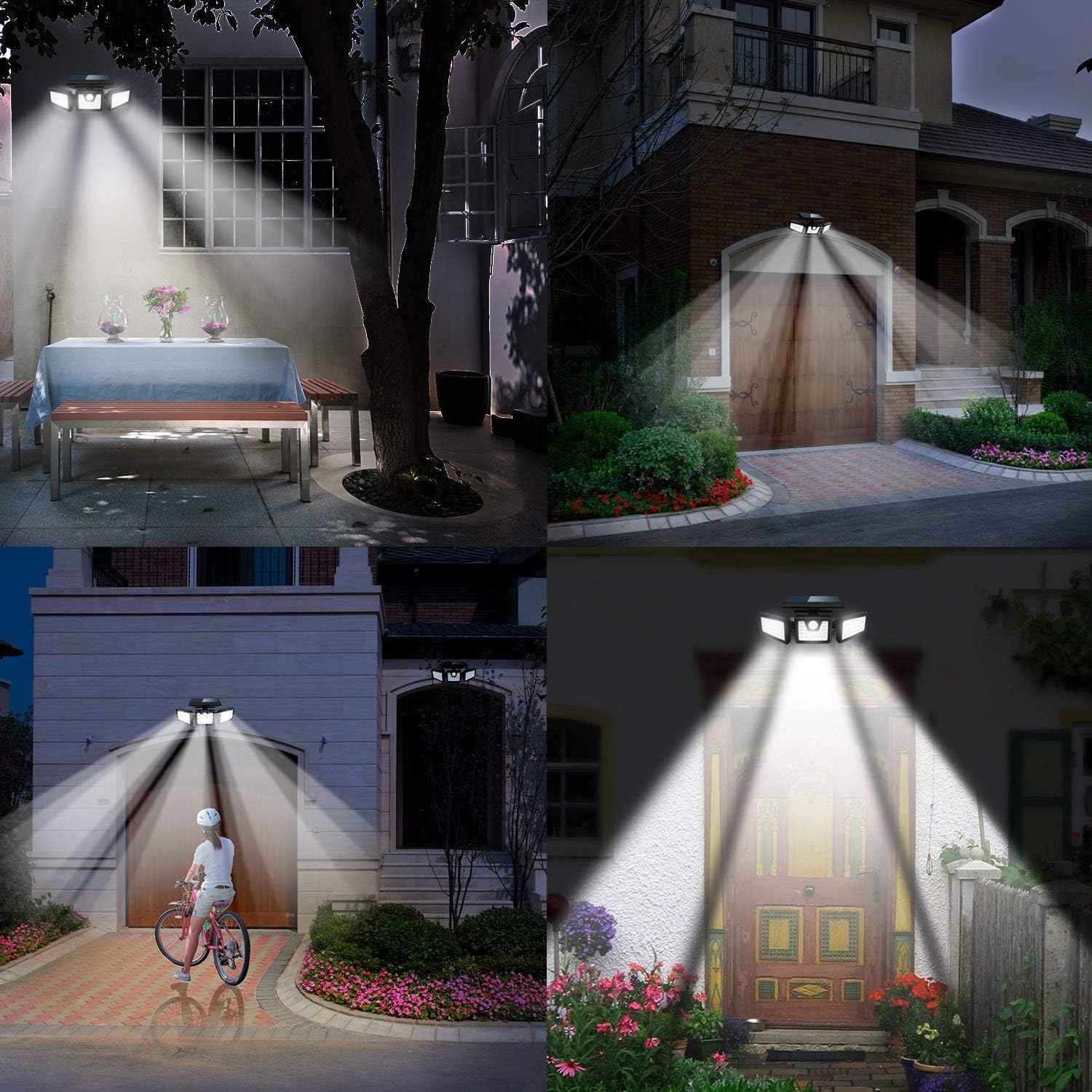 Solar Lights Outdoor with Motion Sensor, 3 Heads Security Lights Solar Powered, 70 LED Flood Light Motion Detected Spotlight for Garage Yard Entryways Patio, IP65 Waterproof 2 Pack - - 