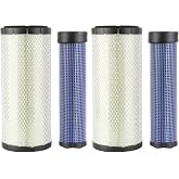GETOPAUTO 46671&amp;46672 P827653 P829332 Engine Air Filter Kit Fit for John Deere Skid Steer 240 250 270 CT322 317 Case 40XT 60XT 70XT 75XT 85XT 1840 1845C 435 445 445CT Kubota SVL75 SVL75-2 (set of 2)