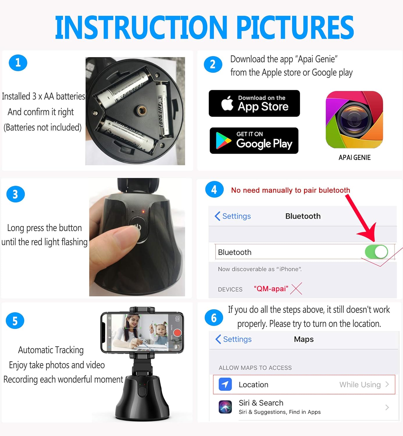 Portable All-in-one Smart Selfie Stick, 360° Rotates Auto Face & Object Tracking Vlog Shooting Smartphone Mount Holder: Camera & Photo