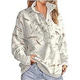 Soesdemo Oversized Sweatshirts for Women No Hood Mock Neck Fleece Lined Waffle Long Sleeve Button Pullover Tunic Sweatshirt