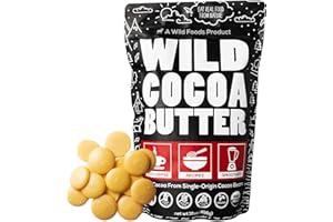 Wild Foods Organic Cocoa Butter Wafers | Raw Plant-Based & Cold-Pressed Cacao Keto Discs | Food Grade & Vegan White Sugar Free Chocolate Chips | 16oz