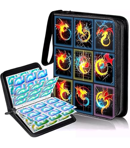 Álbum Cartas Colecionáveis Fweel - 400 Bolsos Zíper Dragão Gelo Fogo