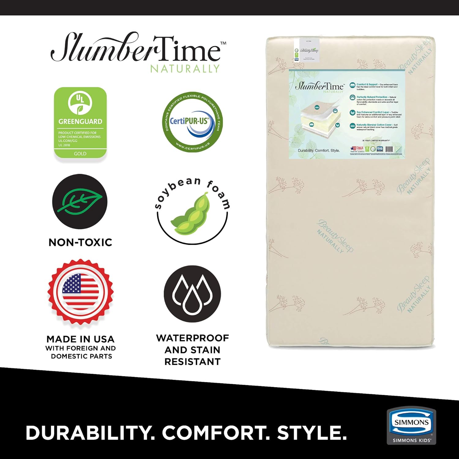 simmons naturally safer organic rest baby crib mattress