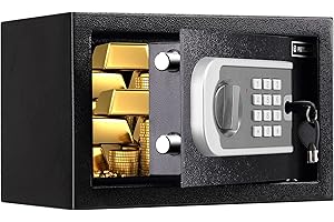 RETLLAS Home Safe Fireproof Waterproof,Fireproof Safe with Digital Keypad,Security Small Safe Box for Documents Money Gun and Other Personal Items(0.5 Cuft Black)