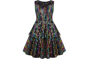 Danna Belle Girls Sequin Dress Sleeveless Party Birthday Dual-Layer Dresses 5-14