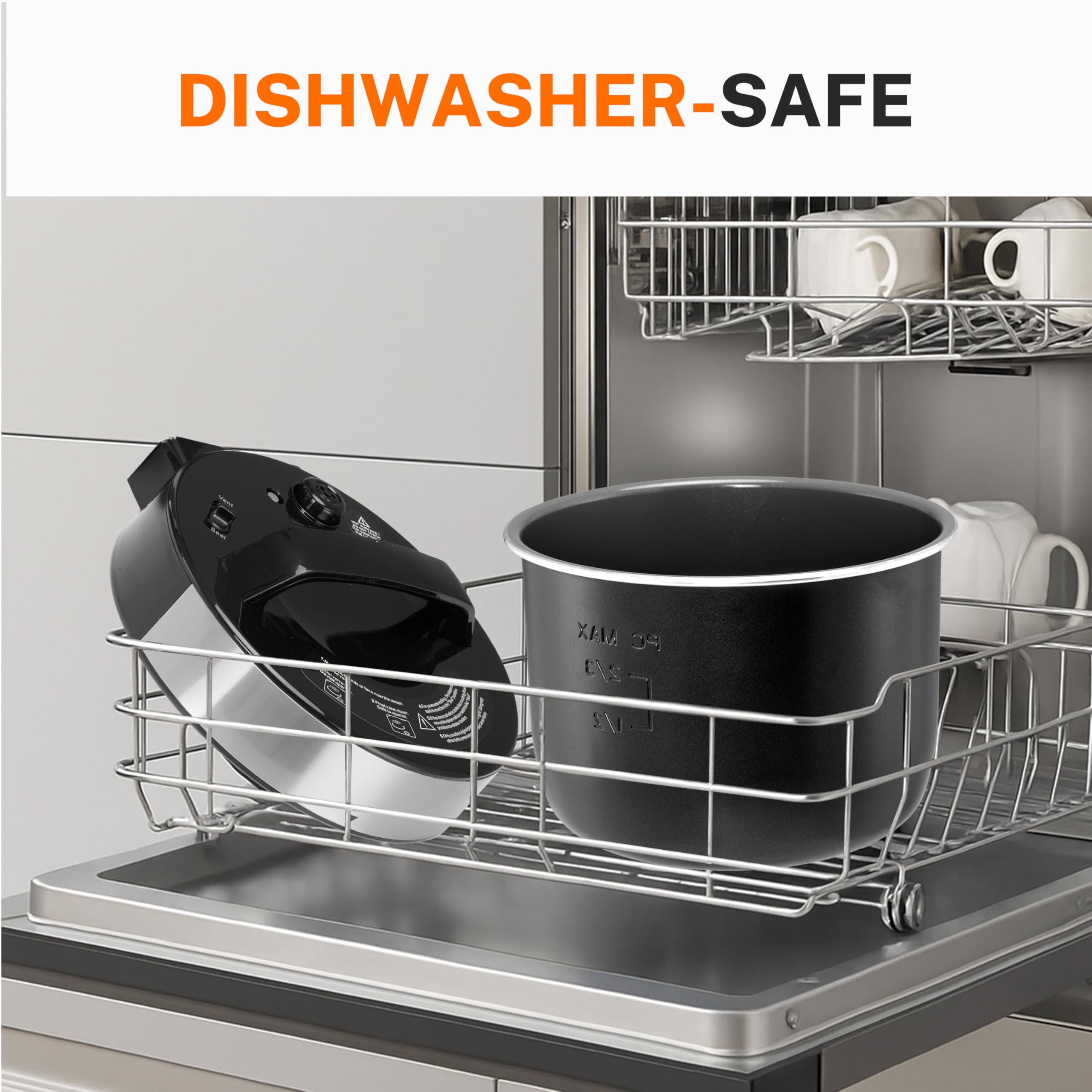 Simple Deluxe Electric Pressure Cooker, Non-Stick 12-in-1 & 6QT Stainless Steel Multi Cooker for Slow Cook, Meat Stew, Cake, Porridge, Multigrain, Dishwasher Safe, Silver