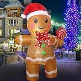 Christmas Inflatables Gingerbread Man Girl Lighted Yard Lawn Inflatable Decoration with Built-in Fan and Stakes Ropes Holiday Party Decor, Christmas Decor (5FT-Gingerbread Girl Holds Candy)