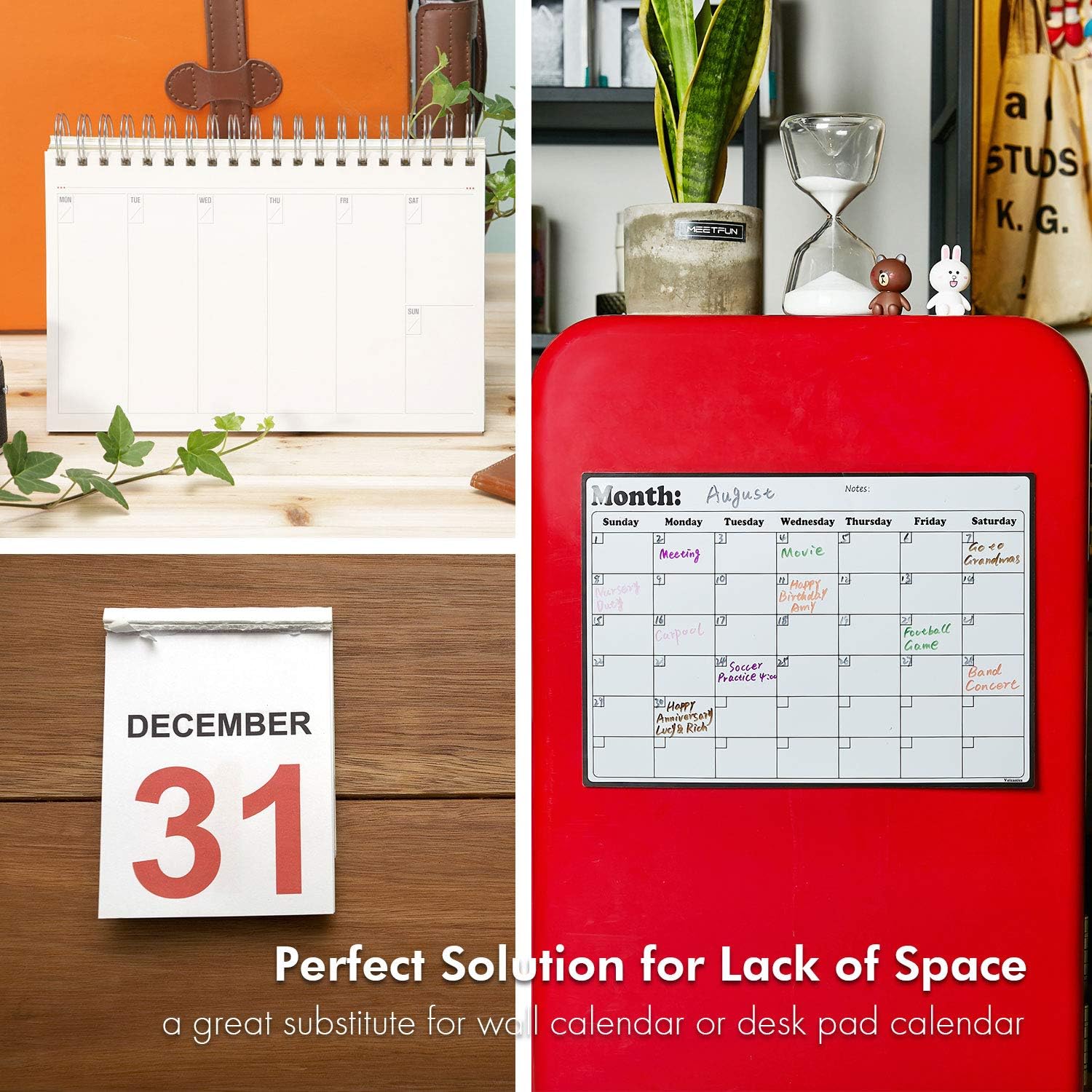 Volcanics Fridge Calendar Magnetic Dry Erase Calendar Whiteboard Calendar for Refrigerator Planners 16.9 Inches X 11.8 Inches: Office Products