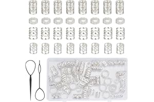 NICENEEDED 72Pcs Silver Viking Hair Jewelry, Alloy Hair Beard Bead Runes Tube Style Hair Beads with Pull Hair Pin, Hair Coil 