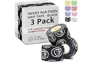 WOD Nation Flexible Hook-Grip Athletic Tape – Easy-Tear, Sweat-Proof Thumb & Finger Strips for Weightlifting