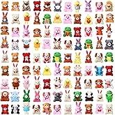 Zhanmai 100 Pcs Mini Woodland Animals Plush Toys Bulk Small Keychain Stuffed Animals for Baby Shower Party Favors Easter Egg Fillers Valentines Birthday Gifts Classroom Prizes Kids Bag Accessories