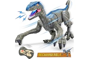 CUKU Remote Control Dinosaur for Kids,2.4G Electronic RC Toys Velociraptor with 3D Eye Shaking Head &Roaring Sounds,Indoor Toys for 5 6 7 8 Year Old Gifts
