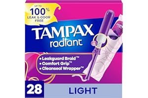 Tampax, Radiant Tampons, Plastic Applicator, Light Absorbency, 28 Count