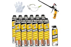 GRIZZLYGUARD Spray Foam Insulation Kit DIY Closed Cell Spray Polyurethane Expanding Foam Sealant for Walls, Attic & Concrete, Heat (Thermal) & Acoustic Insulating, 240 Board Feet (Gun & Cleaner Included, 12 Pack)