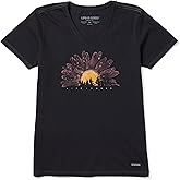Life is Good Women's Crusher Graphic V-Neck T-Shirt, French Sunflower