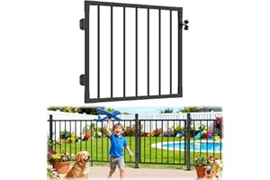 Guwezoy W.3ft x H.36in Outdoor Aluminum Deck Gate Kit, Cuttable Porch Gate with Latch and Auto-Close Hinge, AAMA 2604–Grade Texture Black Finish for Deck Railing, Patio, Porch, Garden & Yard