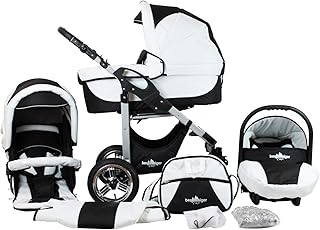 Bergsteiger Capri Kinderwagen 3 in 1 Kombikinderwagen Megaset 10 teilig inkl. Babyschale, Babywanne, Sportwagen und Zubehör