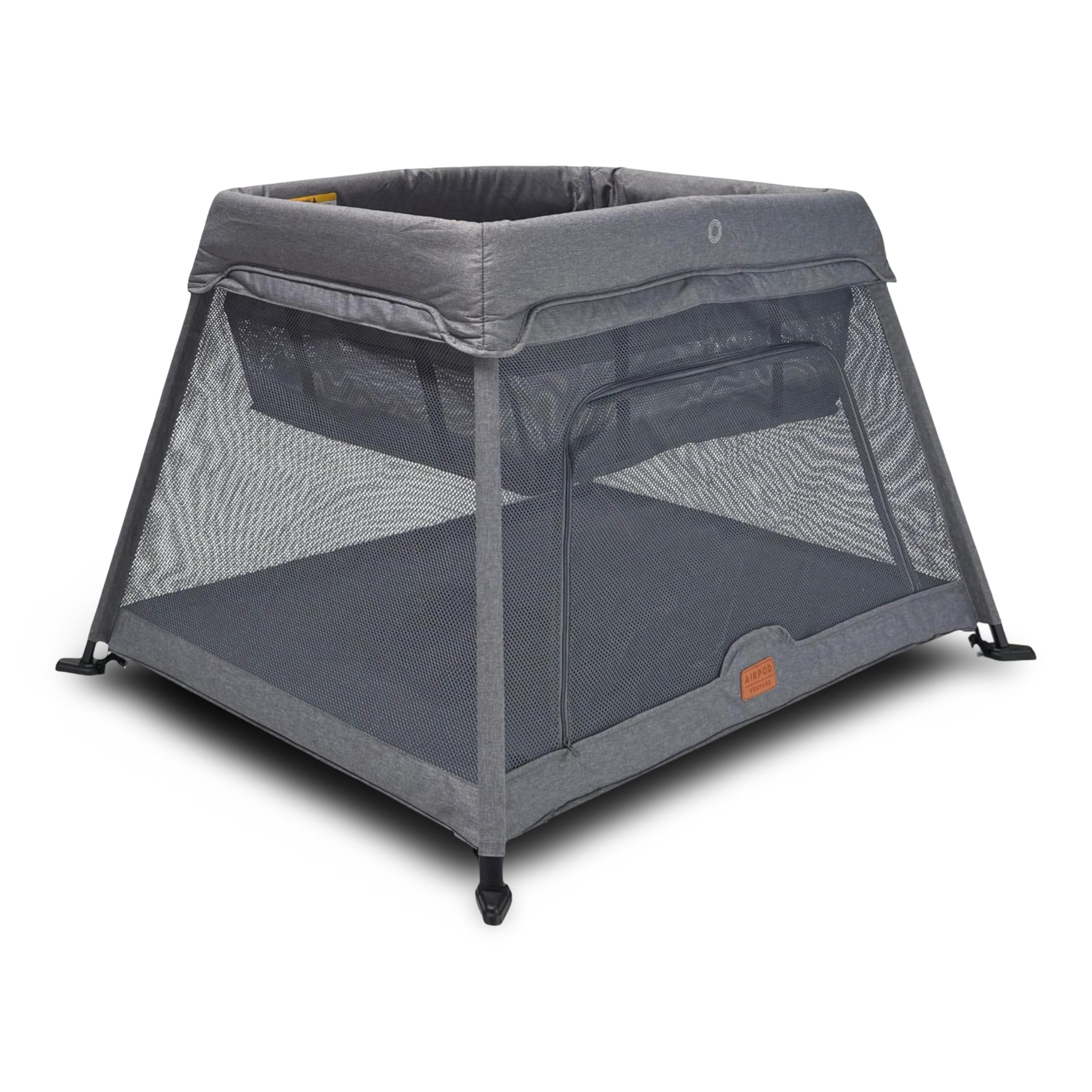 Venture Airpod Travel Cot – Lightweight Foldable Baby Cot with Newborn Insert, Mattress, Storage Bag & Playpen Function – Breathable Mesh Sides – Suitable from 0 to 3 Years - Grey