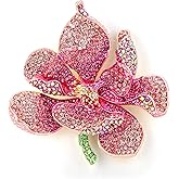 EVER FAITH Women's Austrian Crystal Orchid Flower Petal Brooch