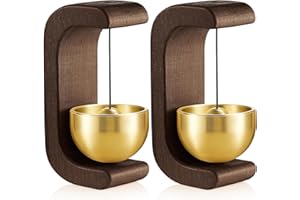 Zonon 2 Pcs Magnetic Wooden Wind Chime Doorbell Decoration Shopkeepers Bell for Door Opening C Shape for Housewarming Gift Refrigerator Room Garden Restaurant (Black Walnut)