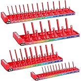 WORKPRO Socket Organizer Set, 4-Piece Socket Holder, 1/4", 3/8", 1/2" Drive SAE Socket Trays, Socket Organizer for Tool Box D