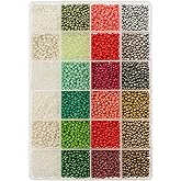12500pcs John Bead Assorted Glass Seed Beads 8/0, 24 Colors Christmas Bliss Palette Round Bead for DIY Crafts Jewelry Making Bead Box