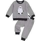 Lucikamy Baby Boy Halloween Outfit Ghost/Pumpkin Sweatshirt Tops Pants Set | My First Halloween baby Boy outfit,Baby Boy Pumpkin Clothes,Long Sleeve Pullover Sweatshirts Jogger Pants,Fall Winter Clothes