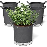Patigrow Self-Watering Grow Bags, 5-Pack 5 Gallon 420G Thick Nonwoven Fabric Pots with Reinforced Handles and Multi-Purpose Rings, for Low Stress Plant Training Fruits, Vegetables,and Flowers