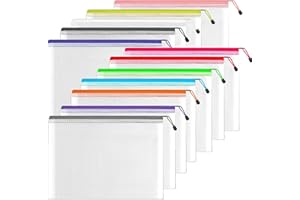 12pcs Mesh Zipper Pouch Bags, A4 Letter Size, A4 Zipper Bags for Organizing Storage, Waterproof File Bags for School, Clear P