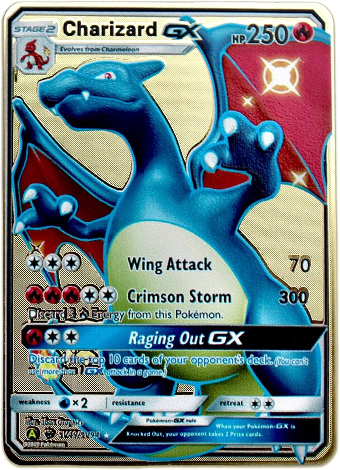 Pokemon Cards Hidden Fates Shiny Charizard Gx Full Art Gold Metal Card Rare Amazon Co Uk Toys Games