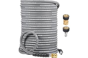 Coyardor 3/8" Pressure Washer Hose 125 FT 4500 PSI, Steel Braided Layer & NonMarking Rubber for Hot/Cold Water High Power Washer Replacement With 3/8 Inch Quick Connect & M22 Fitting, Industrial-grade
