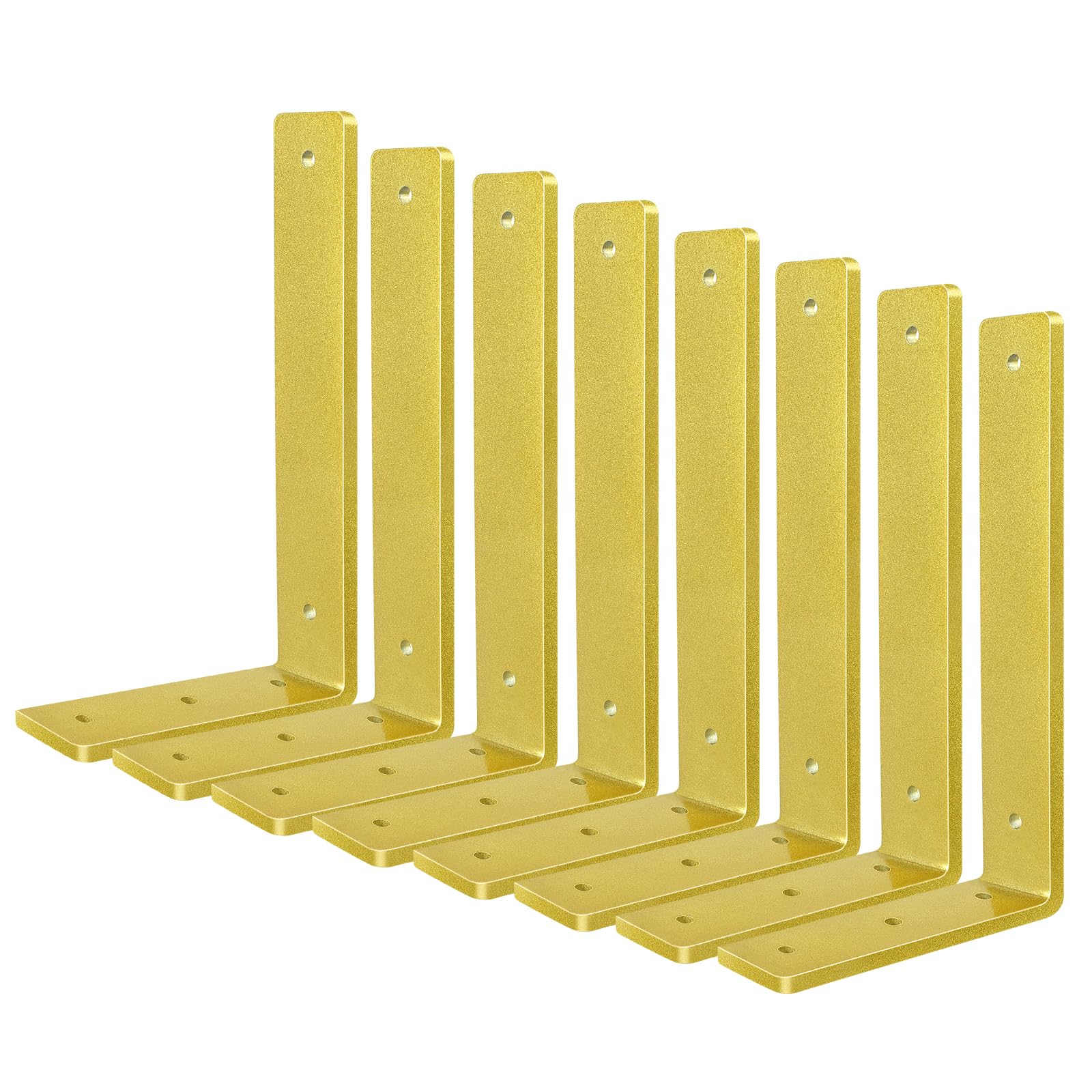 Gold Floating Shelf Bracket 6 Inch, 8 Pack Heavy Duty Shelf Brackets, Wall Shelf Bracket for DIY Decorative with Mounting Hardware Image