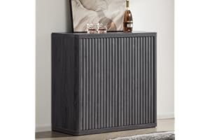 SICOTAS Buffet Cabinet with Storage 34.6" Sideboard Accent Modern Credenza with Doors & Shelves Fluted Tall Media Console Mid Century Coffee Bar Table for Living Room Kitchen Dining Room Hallway