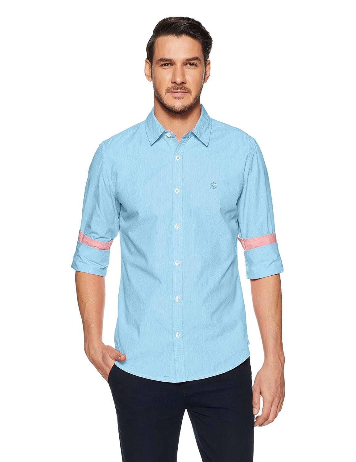 united colors of benetton men's striped slim fit cotton casual shirt