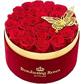 Beaulasting 27-Piece Forever Flowers Roses in a Box Preserved Roses for Her Mother's Day Birthday Flowers for Her Mom Women Wife Valentine's Day (Red)