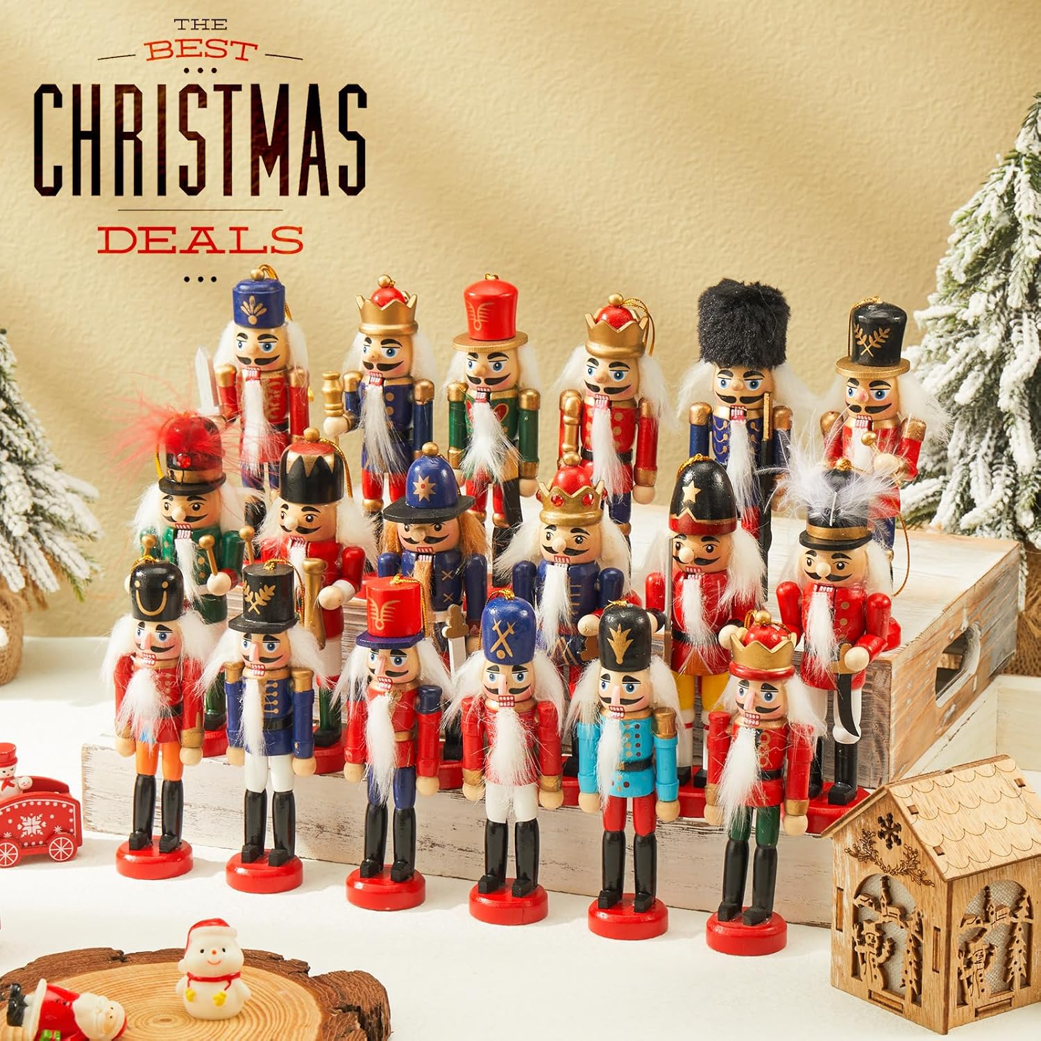 Nutcrackers - Liliful 18 Christmas Nutcracker Ornaments Set Nutcracker Soldier Christmas Decorations Wooden Nutcracker Christmas Wooden Hanging Ornaments for Xmas Decorations Tree Figure Puppet Toy Present
