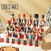 Liliful Christmas Nutcracker Ornament Set 18 Pcs Nutcracker Soldier Christmas Decoration Wooden Hanging Ornaments for Xmas Tree Figure Puppet Toy Present(Classic Style)